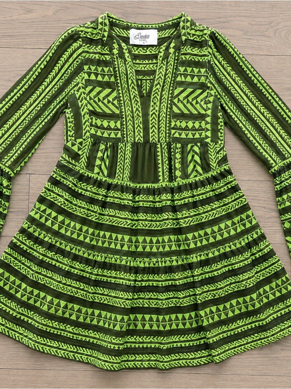 Devotion TWINS Lime Green & Dark Green Patterned Mini Dress
